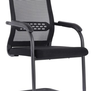 Visitor Black Cantilever Chrome Mesh Chair